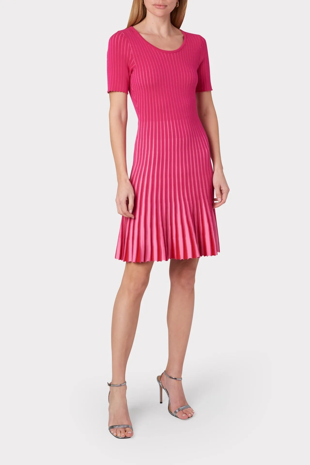 Inset Stripe Flare Godet Dress