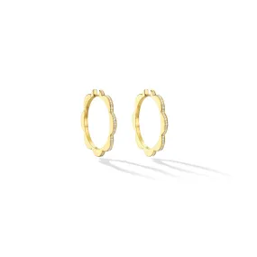 Large Yellow Gold Triplet Hoop Earrings with White Diamonds