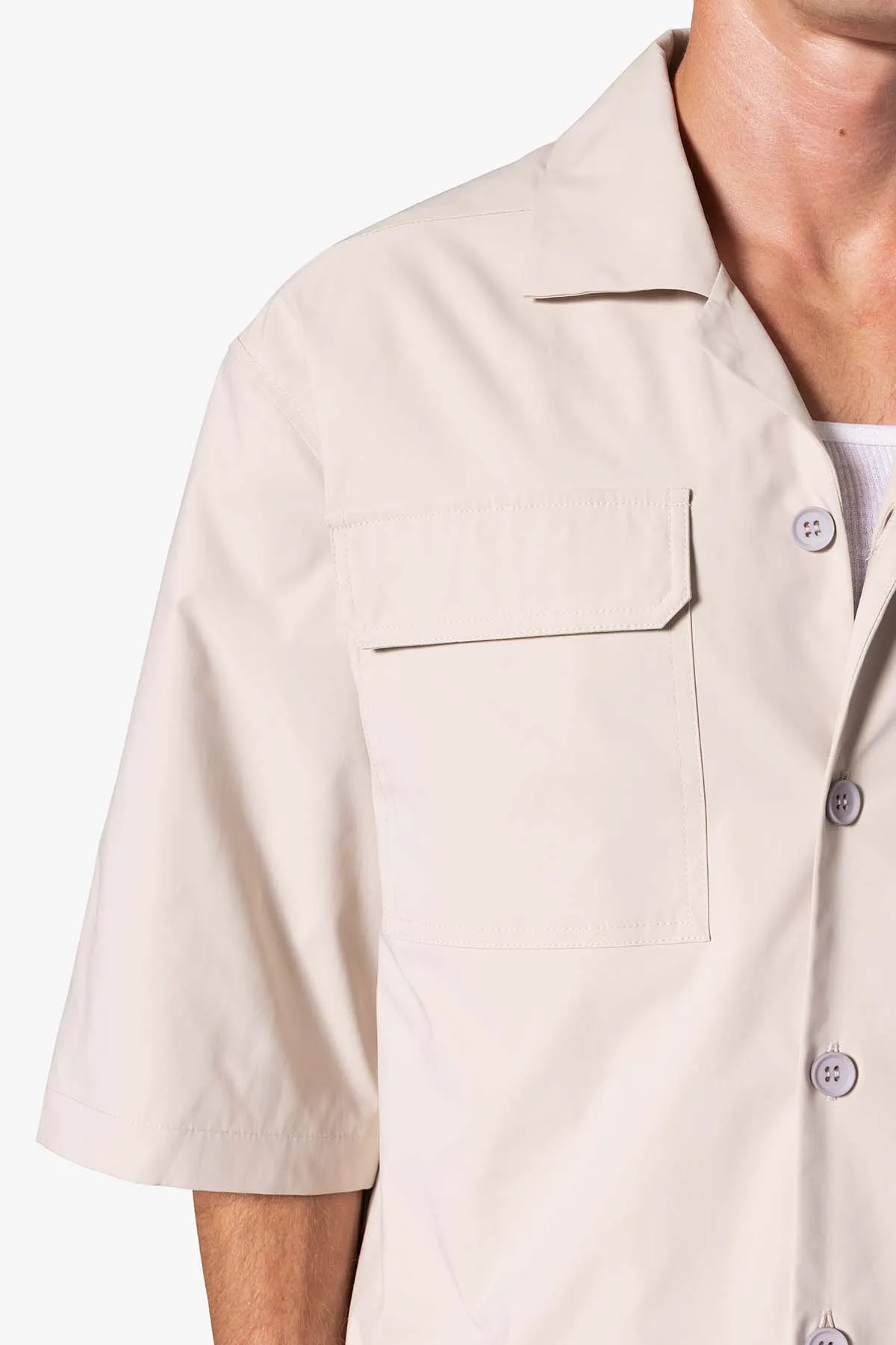 Lined Woven Nylon Shirt - Stone