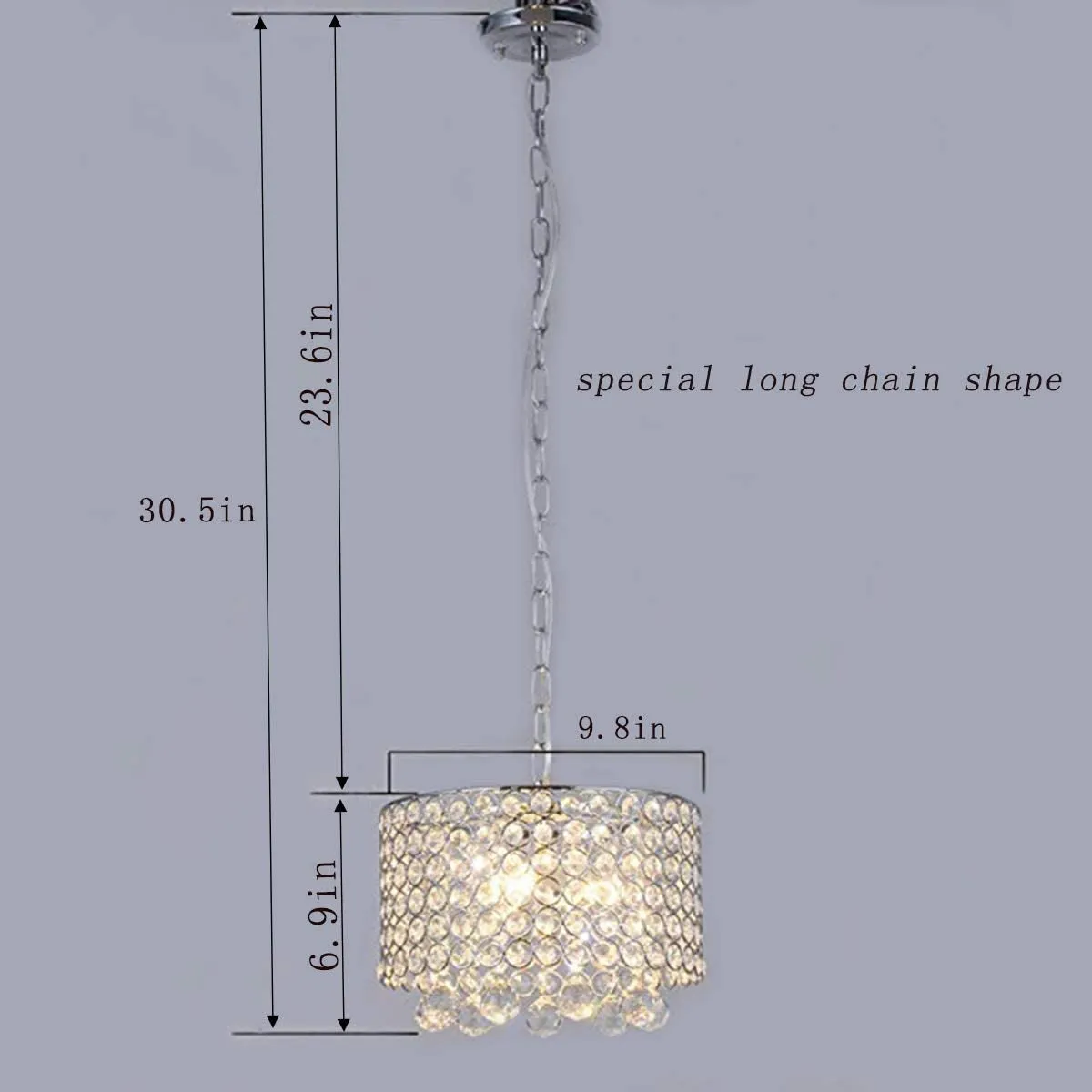 Modern Crystal Chandelier 3-Light Flush Mount Ceiling Light Fixture 9.8Inches Diameter for Hallway, Dining Room, Bedroom, Living Room, Kitchen