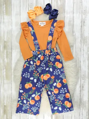 Navy & Burnt Orange Persimmon Overalls Set