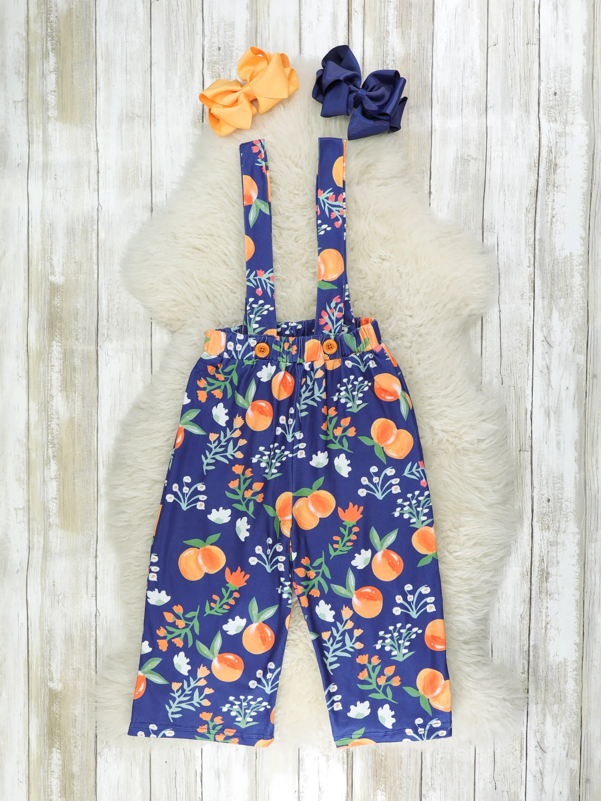 Navy & Burnt Orange Persimmon Overalls Set