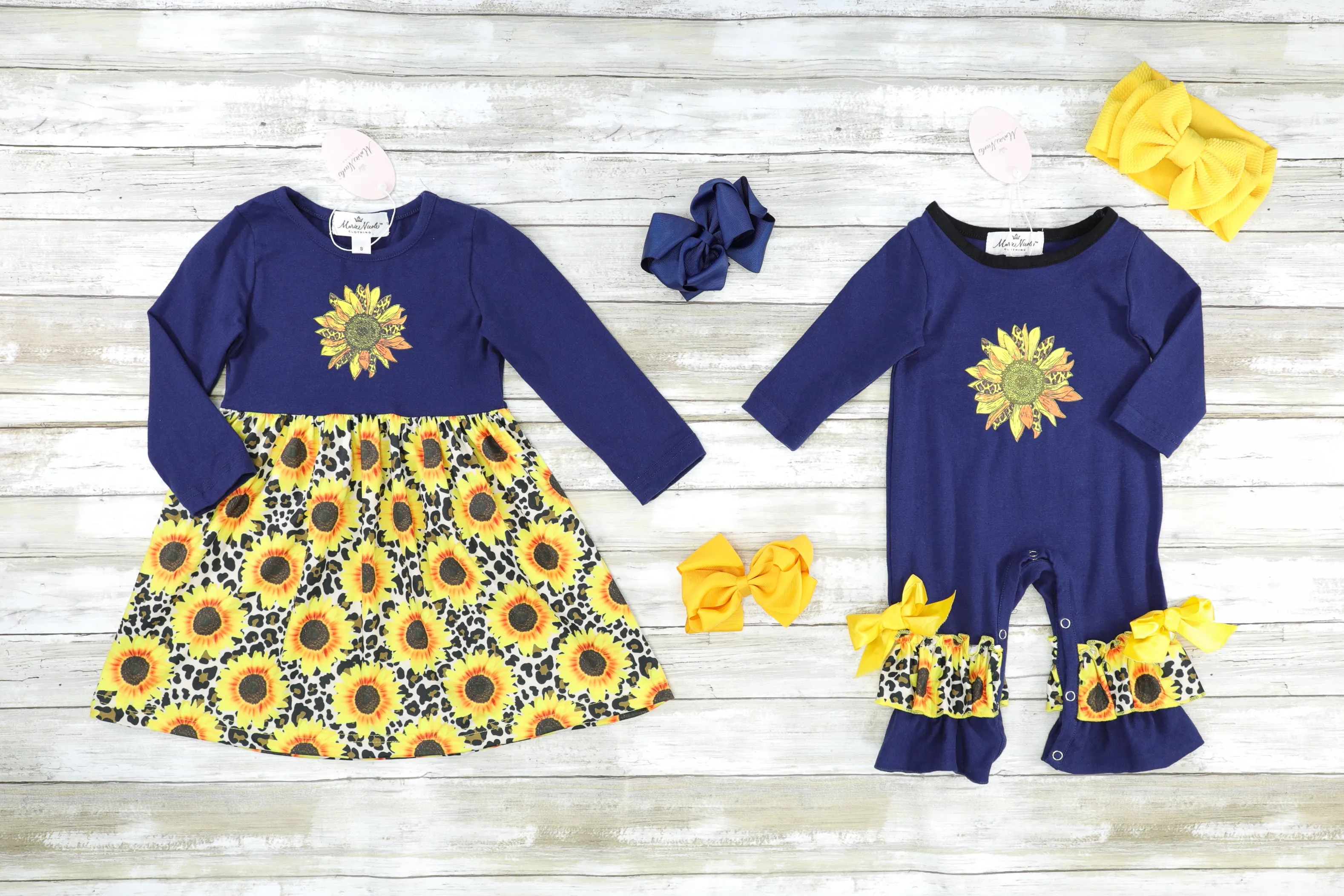 Navy & Leopard Sunflower Swing Dress