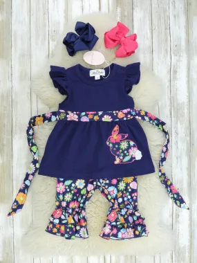 Navy Floral Bunny Tunic Outfit