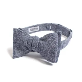 Navy Linen Chambray Bow Tie