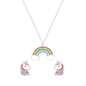 Raajsi by Yellow Chimes 925 Sterling Silver Pendant Set for Girls & Kids Melbees Kids Collection Rainbow Design| Birthday Gift for Girls Kids | With Certificate of Authenticity & 6 Month Warranty