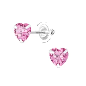 Raajsi by Yellow Chimes 925 Sterling Silver Stud Earring for Girls & Kids Melbees Kids Collection Pink Crystal Stud | Birthday Gift for Girls Kids | With Certificate of Authenticity & 6 Month Warranty