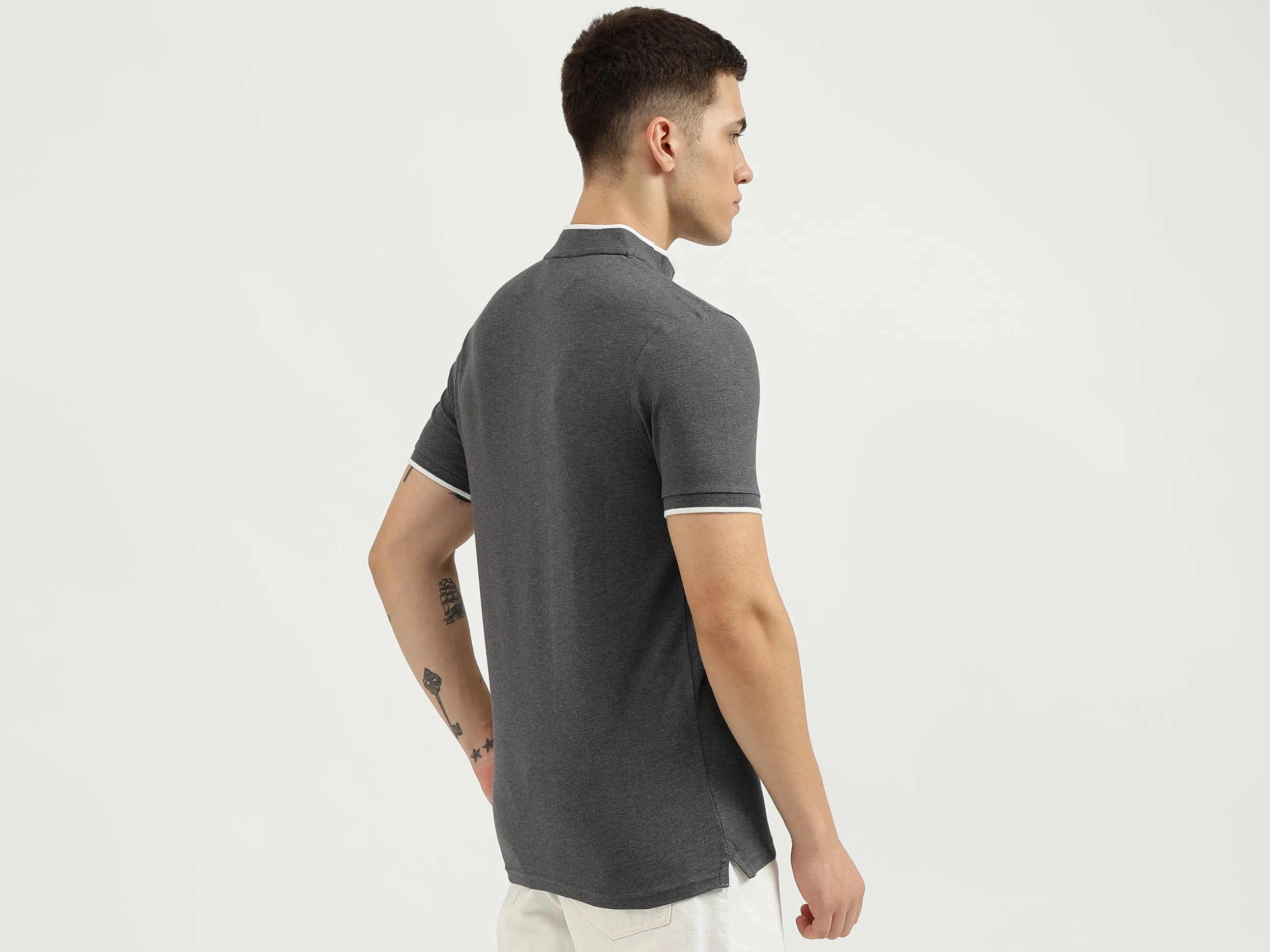 Regular Fit Collared Solid T-Shirt