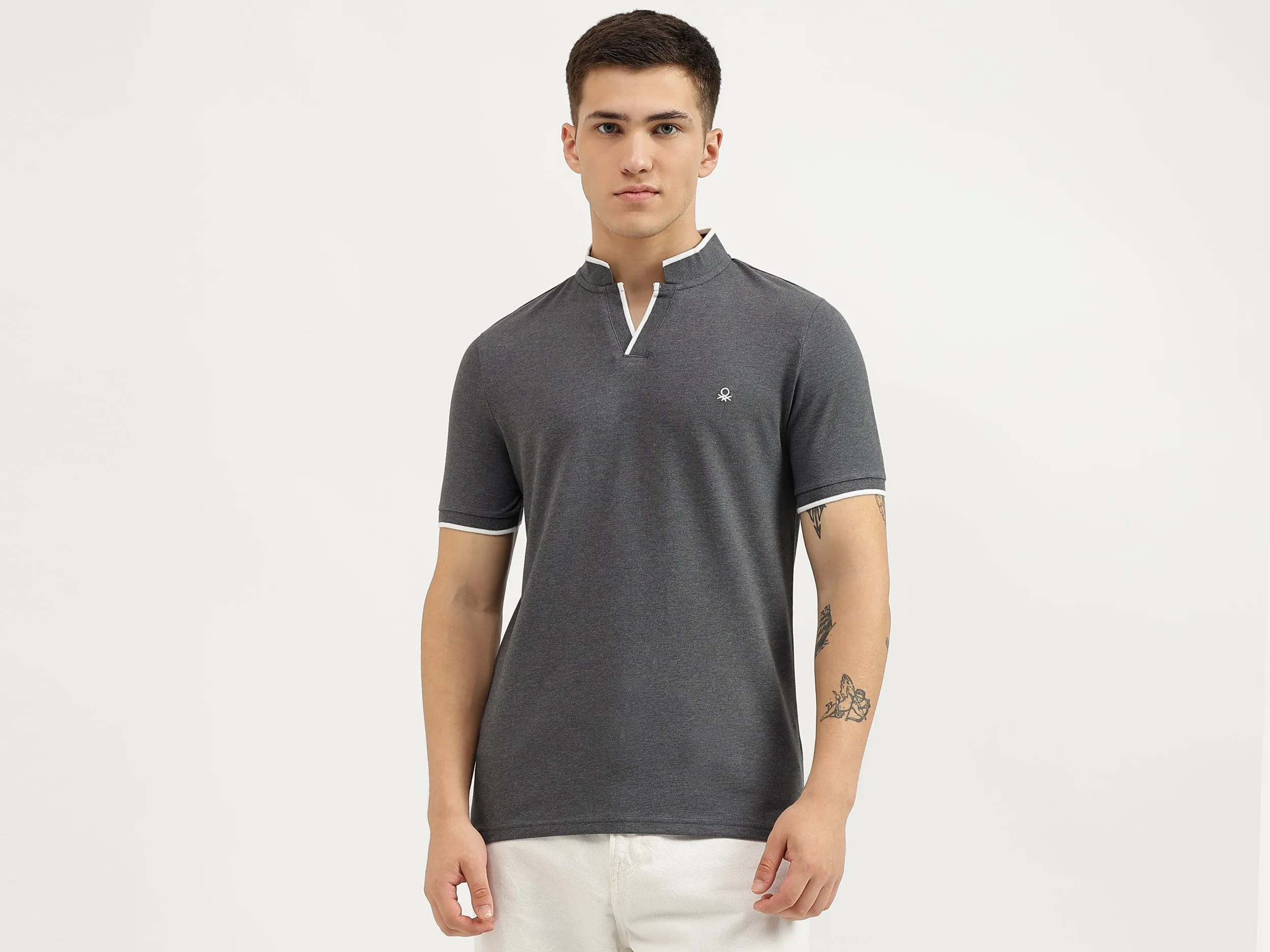 Regular Fit Collared Solid T-Shirt