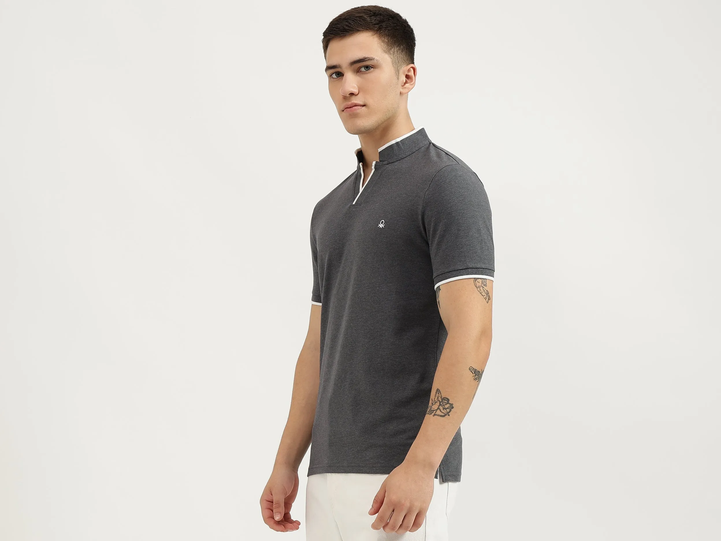 Regular Fit Collared Solid T-Shirt