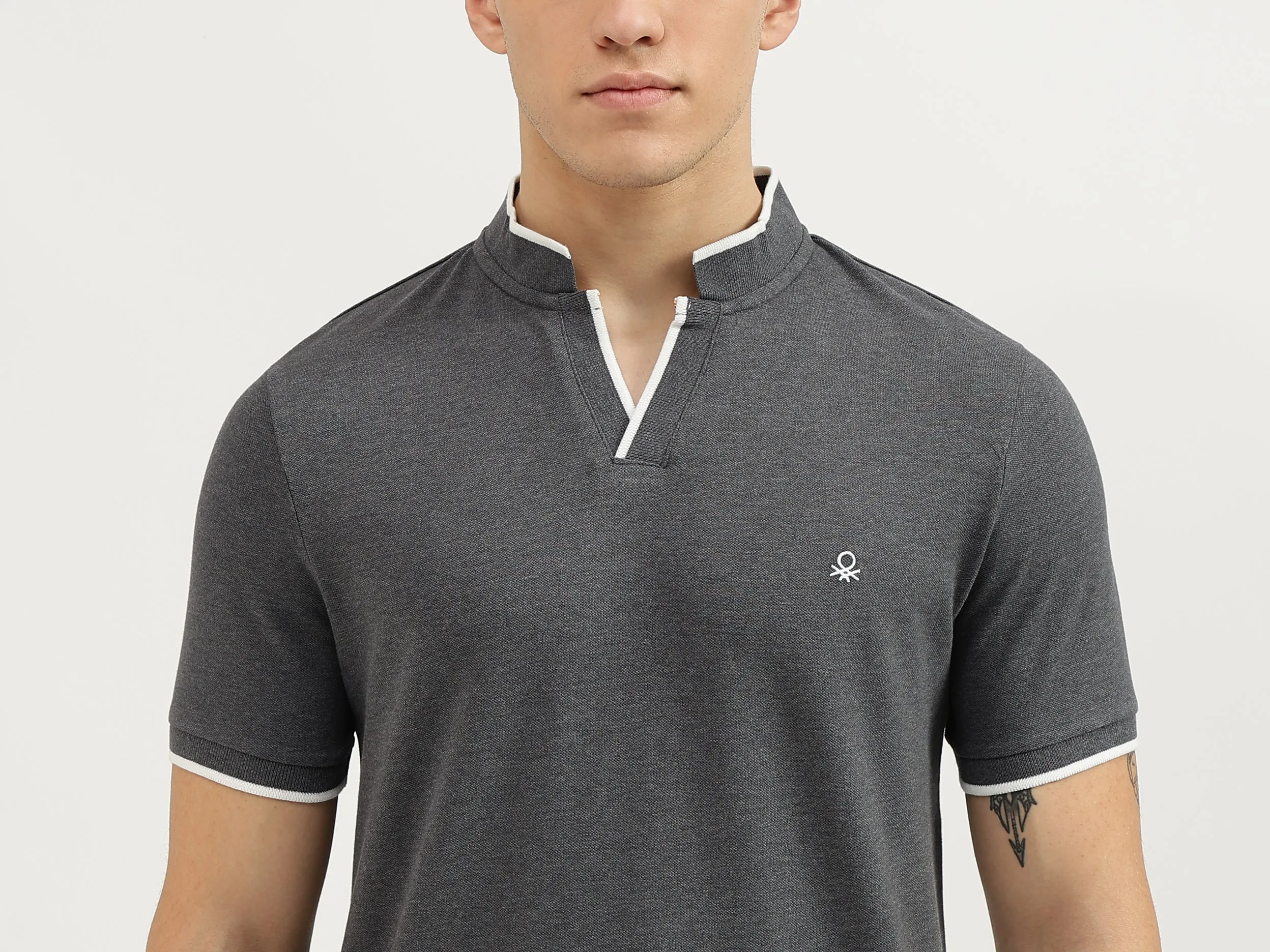 Regular Fit Collared Solid T-Shirt