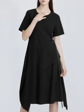 Round Neck And Receiving Waist Short-Sleeved Dress