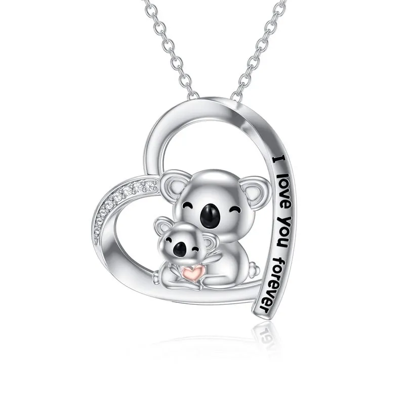 Sterling Silver Koala Pendant Necklace Engraved With  I Love You Forever