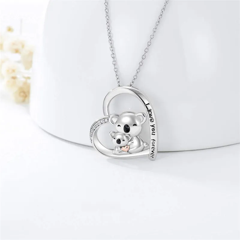 Sterling Silver Koala Pendant Necklace Engraved With  I Love You Forever