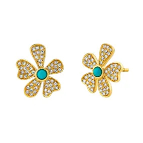 Turquoise Flower Stud Earrings