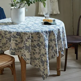 Vintage Rectangle Tablecloth for Dining Room Table, French Flower Pattern Tablecloth for Round Table, Rustic Farmhouse Table Cover for Kitchen