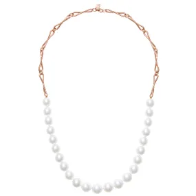 WaterDrop Large Link and Australian South Sea Oval Pearl Necklace in 18k Rose Gold