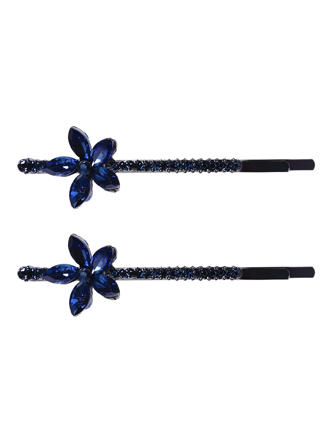 Yellow Chimes Hair Pins for Women Girls Hair Accessories for Women Hair Pin 2 Pcs Crystal Blue Cute Floral Bobby Pins for Hair Pins for Girls Bobby Pins fro women Gift for Women and Girls