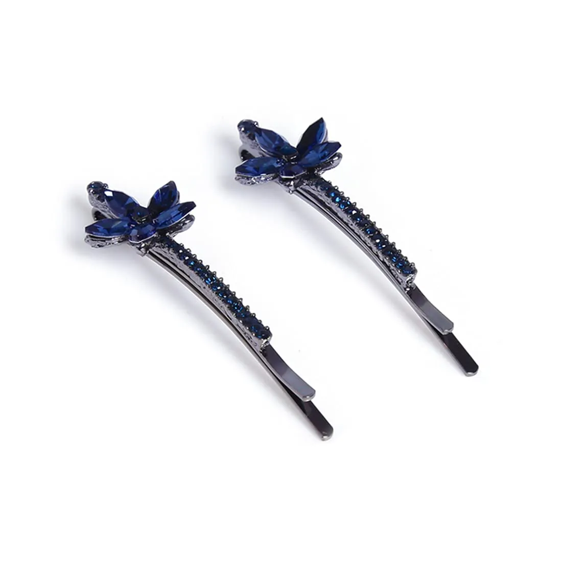 Yellow Chimes Hair Pins for Women Girls Hair Accessories for Women Hair Pin 2 Pcs Crystal Blue Cute Floral Bobby Pins for Hair Pins for Girls Bobby Pins fro women Gift for Women and Girls