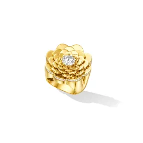 Yellow Gold Trio Cocktail Ring with White Diamonds